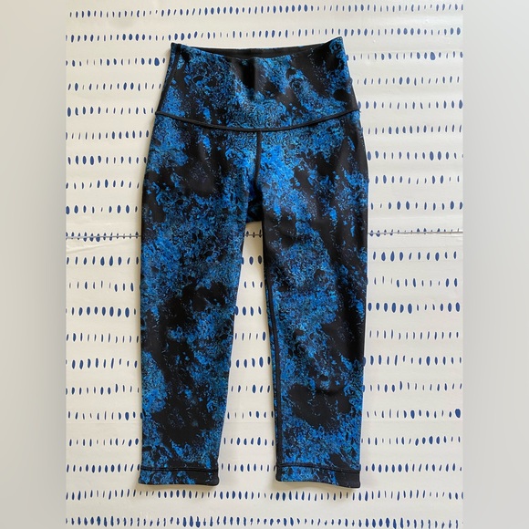 Tone It Up Black and Blue Tie Dye Capris - Picture 2 of 4